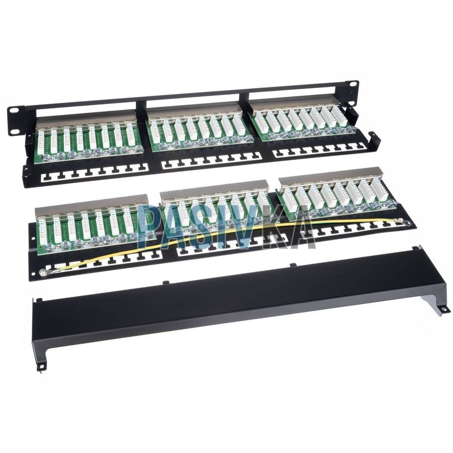 Патч-панель экранированная 48 портов RJ-45 19" cat.6 1U FTP с держателем кабелей W&T WT-2409-cat 6, фото 4