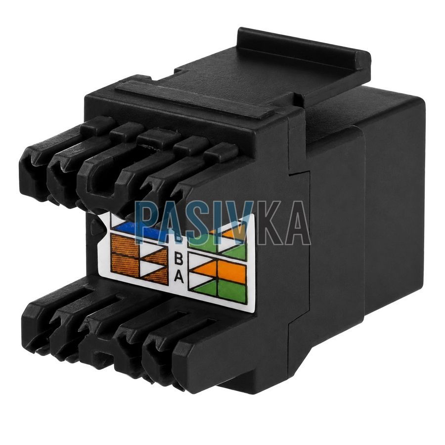 Модуль Keystone RJ-45 UTP cat.5e узкий черный W&T WT-2007A-BLACK, фото 3