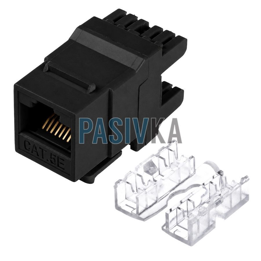 Модуль Keystone RJ-45 UTP cat.5e узкий черный W&T WT-2007A-BLACK, фото 4