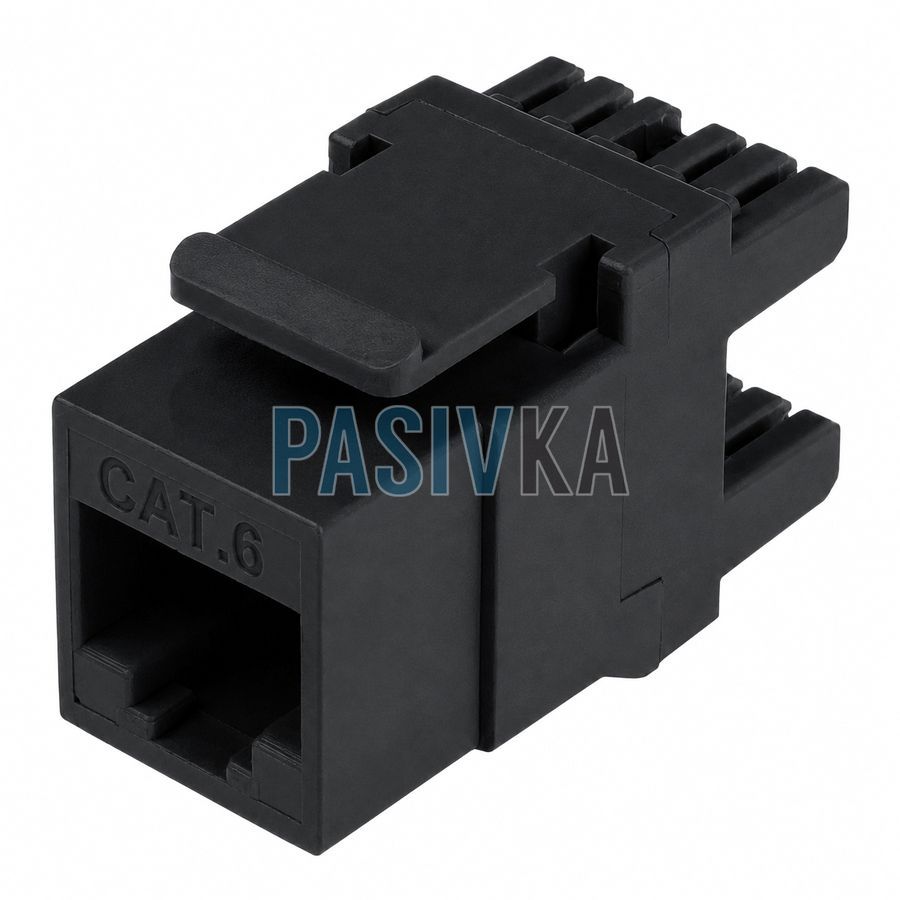 Модуль Keystone RJ-45 UTP cat.6 узкий черный W&T WT-2007B-BLACK, фото 2
