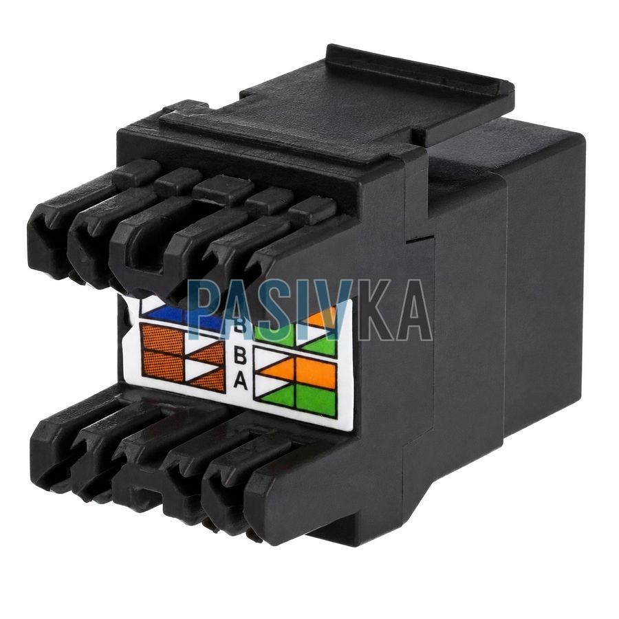 Модуль Keystone RJ-45 UTP cat.6 узкий черный W&T WT-2007B-BLACK, фото 3