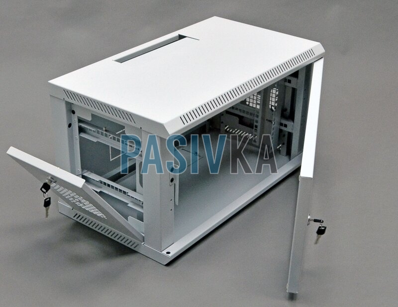 Телекоммуникационный настенный шкаф 6U 19" глубина 350 мм серый CMS UA-MGSW635G, фото 7