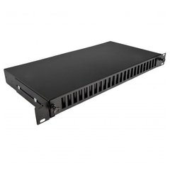 Патч-панель 48 портов под 24 адаптера SC Duplex/LC Quad 1U черная UA-FOP24SCD-B, фото 1
