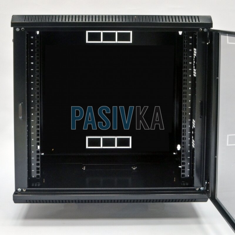 Шафа серверна настінна 12U 19" глибина 500 мм акрил чорний CMS UA-MGSWA125B, фото 3