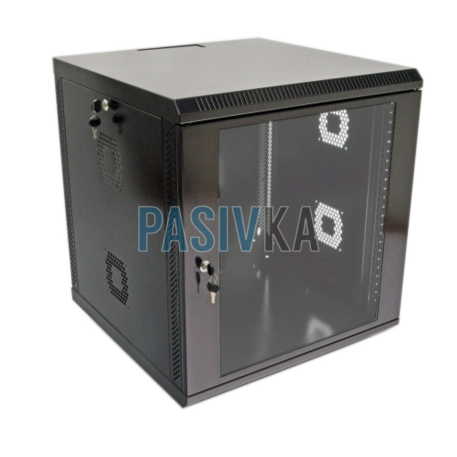 Шкаф серверный настенный 12U 19" глубина 500 мм акрил черный CMS UA-MGSWA125B, фото 1