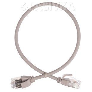Патч-корд U/FTP 0,3 м cat.6a сірий 32AWG Slim LSZH L&W LW-PC0052-C6A-030-8L, фото 1