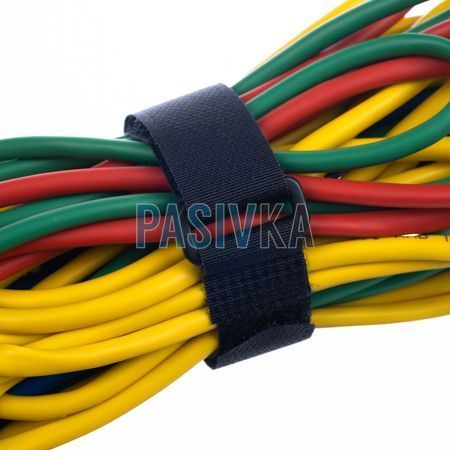 Стяжка на липучці хомут (Velcro) 300x20 мм 10 шт чорна W&T Cable Tie-20mm*30cm, фото 5
