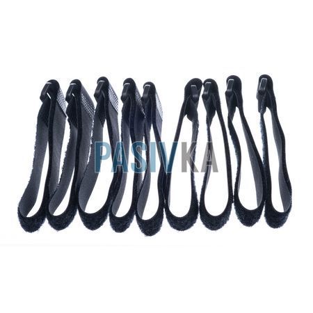 Стяжка на липучці хомут (Velcro) 300x20 мм 10 шт чорна W&T Cable Tie-20mm*30cm, фото 4