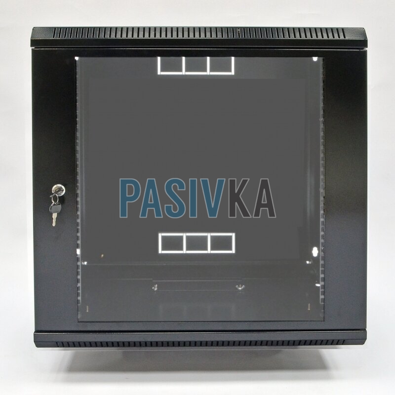 Настінна серверна шафа 12U 19" глибина 600 мм акрил чорний CMS UA-MGSWA126B, фото 3