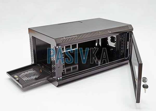 Шкаф серверный настенный 4U 19" глубина 350 мм акрил черный CMS UA-MGSWA435B, фото 5