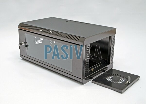 Шкаф серверный настенный 4U 19" глубина 350 мм акрил черный CMS UA-MGSWA435B, фото 6