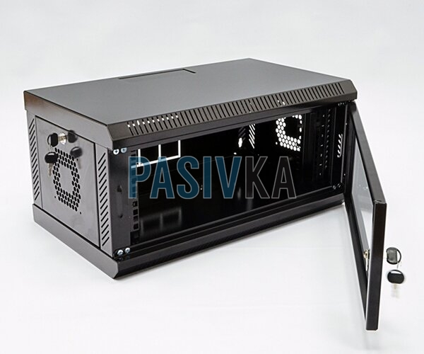 Шкаф серверный настенный 4U 19" глубина 350 мм акрил черный CMS UA-MGSWA435B, фото 3