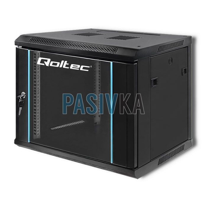 Шкаф серверный настенный 9U 19" глубина 450 мм черный Qoltec Q54463, фото 3