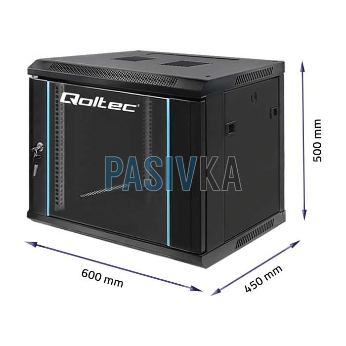 Шкаф серверный настенный 9U 19" глубина 450 мм черный Qoltec Q54463, фото 4