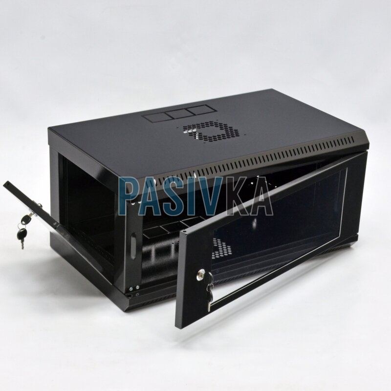 Настенный серверный шкаф 4U 19" глубина 350 мм акрил черный CMS UA-MGSWL435B, фото 2