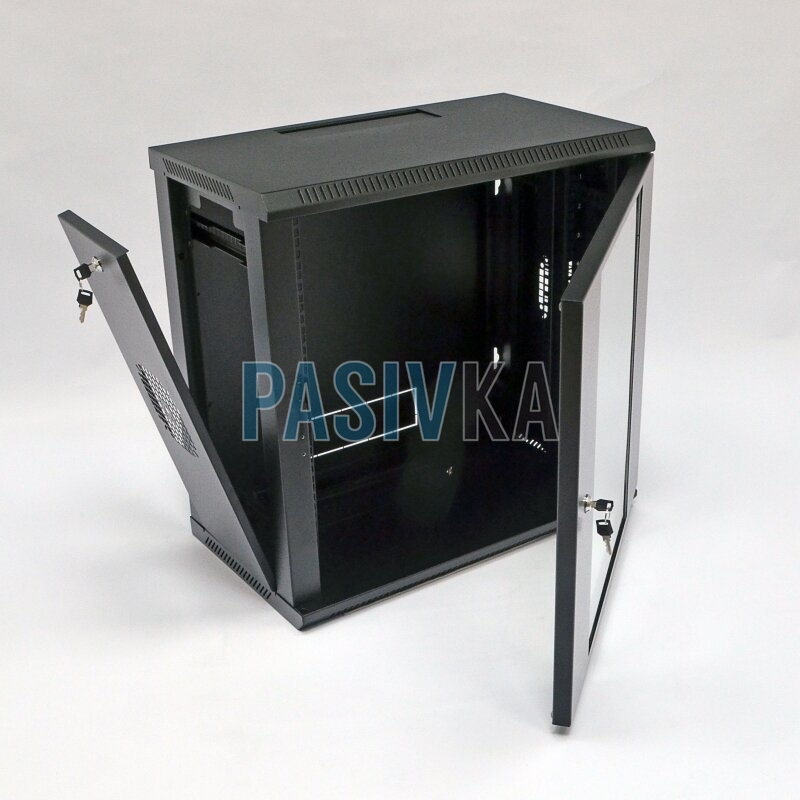 Шкаф серверный настенный 12U 19" глубина 350 мм черный CMS UA-MGSW1235B, фото 1