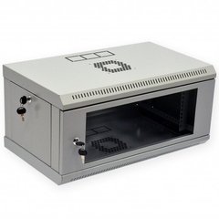Серверный настенный шкаф 4U 19" глубина 350 мм акрил серый CMS UA-MGSWL435G, фото 1