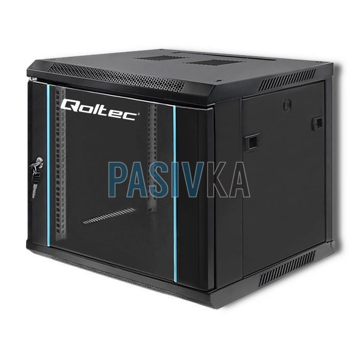 Шкаф серверный настенный 9U 19" глубина 600 мм черный Qoltec Q54466, фото 4