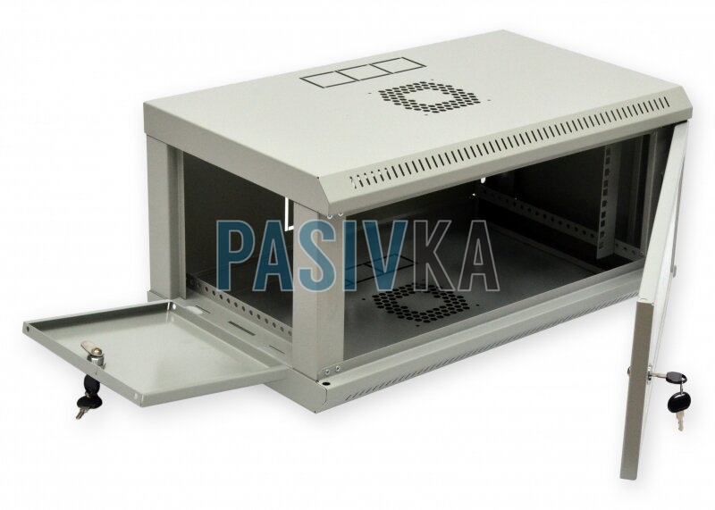 Серверный настенный шкаф 4U 19" глубина 350 мм акрил серый CMS UA-MGSWL435G, фото 3